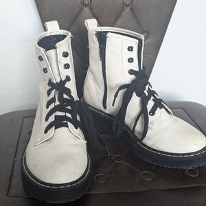 White Madden Girl combat boots